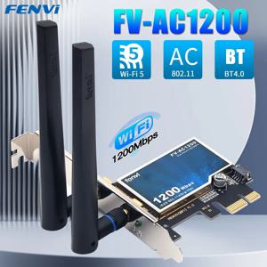 FENVI AC1200 PCI-E 무선 어댑터 네트워크 카드 Bluetooth 4.0 데스크탑 노트북 Windows 7/8/10/11 용 듀얼 밴드 2.4G/5GHz 802.11AC
