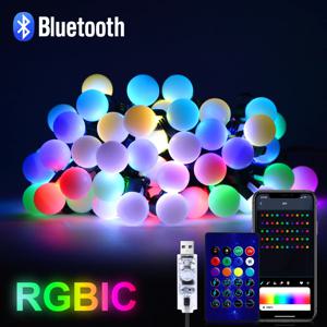 USB 블루투스 G18 LED 스트링 라이트 10M 50구 크리스마스 페스툰 요정 조명 실내 야외 정원 캠핑 장식 LED 가랜드