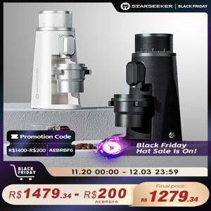 STARSEEKER EDGE 티타늄 버 커피 그라인더 48MM 에스프레소 버 무단 미세 조정 전기 커피 그라인더 블랙