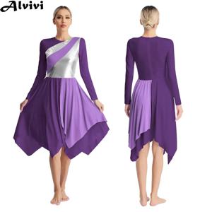 여성 긴 소매 현대 서정적 댄스 복장 볼룸 댄스 교회 합창단 전례 찬양 예배 무대 공연 댄스웨어