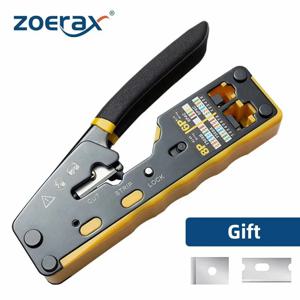 ZoeRax RJ45 압착 도구 통과 이더넷 압착 도구, Cat6 Cat5 Cat5e RJ45 커넥터 교체 블레이드 포함