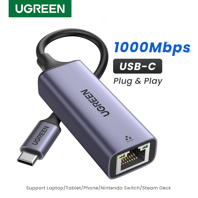 UGREEN USB C 이더넷 어댑터 1000/100Mbps USB LAN RJ45 썬더 볼트 3 노트북 맥북 삼성 아이패드 USB 이더넷 네트워크 카드