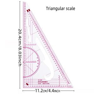 3220 판 만들기, 미술, 다기능 규모 삼각형 인쇄 눈금자 크기 눈금자 학습 의류 규모