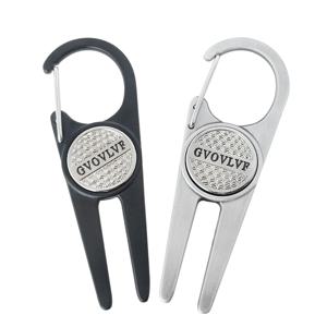 GVOVLVF 휴대용 골프 디벗 수리 도구 피치 그루브 클리너 골프 매트 효과 갈퀴 은색 및 검정색 골프 마크 걸쇠 포함