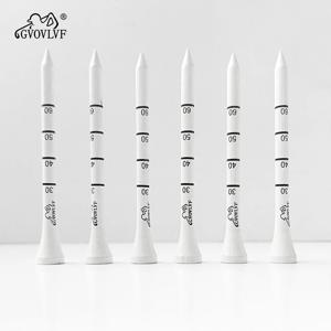 50pcs GVOVLVF 대나무 골프 학위 스케일 티 83mm 긴 티 골프 강력한 지속 가능한 생분해 성 조절 깊이 화이트