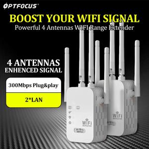 OPTFOCUS 2.4G WiFi 리피터 2LAN 300Mbps 신호 부스터 wifi amplificador 범위 리피터 무선 액세스 포인트 AP