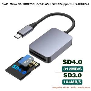 UHS-II USB C 카드 리더기 SD 4.0 카드 리더기 SD TF 카드 리더기 노트북 전화용 마이크로 SD 메모리 카드 리더기 Macbook PC 카드 리더기