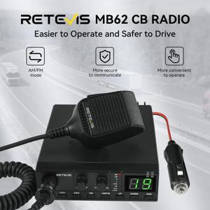 레테비스 MB62 CB 라디오 27Mhz AM/FM 모바일 차량용 핸드헬드 통신기 장거리 라디오 즉시 채널 9/19 트럭 운전사용