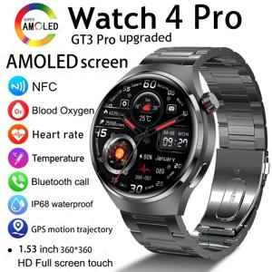 안드로이드 워치 4 프로 스마트워치 남성용 AMOLED HD 화면 블루투스 통화 GPS 트래젝토리 NFC 건강 모니터 스마트워치 2025 신제품