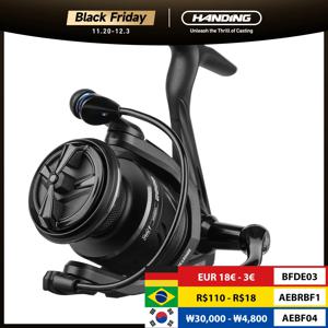 HANDING M1 스피닝 릴 12kg 최대 드래그 흑연 릴, 9 + 1 볼 베어링, 5.2:1 기어비 퍼치 베이스 및 파이크용 낚시 릴