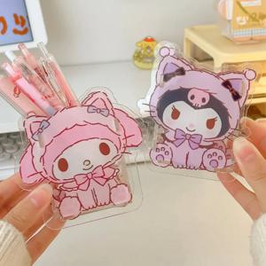귀여운 아크릴 Sanrio 펜 홀더 투명 다기능 어린이 데스크탑 대용량 편지지 보관 상자 주최자