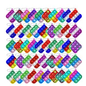 12Pcs 팝 푸시 버블 키 체인 Fidget 장난감 불안 스트레스 감각 장난감을 완화 어린이를위한 사무실 책상 장난감 성인 파티 호의