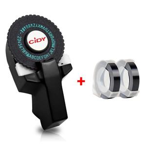 CIDY C101 3D 검정색 엠보싱 라벨 메이커(검정색 리본 2개 포함), Motex E101 Dymo 12965 Omega 1880 1610 1540 타자기 교체
