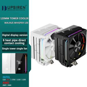 UPSIREN Walrus Whisper 120 디지털 디스플레이 6*Φ6MM 직접 터치 히트 파이프 단일 타워 단일 팬은 LGA 1851/1700 AMD AM5를 지원합니다.