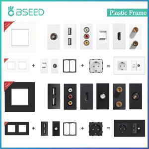 BSEED 벽 인터넷 Cat5 소켓 플라스틱 프레임 부품 USB 충전 포트 TV 위성 인터페이스 기능 DIY 조합