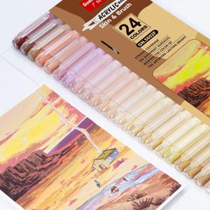 학생용 스킨 컬러 아크릴 마커, 부드러운 팁, DIY 핸드북 낙서 마킹 페인트 브러시, 12-24 색