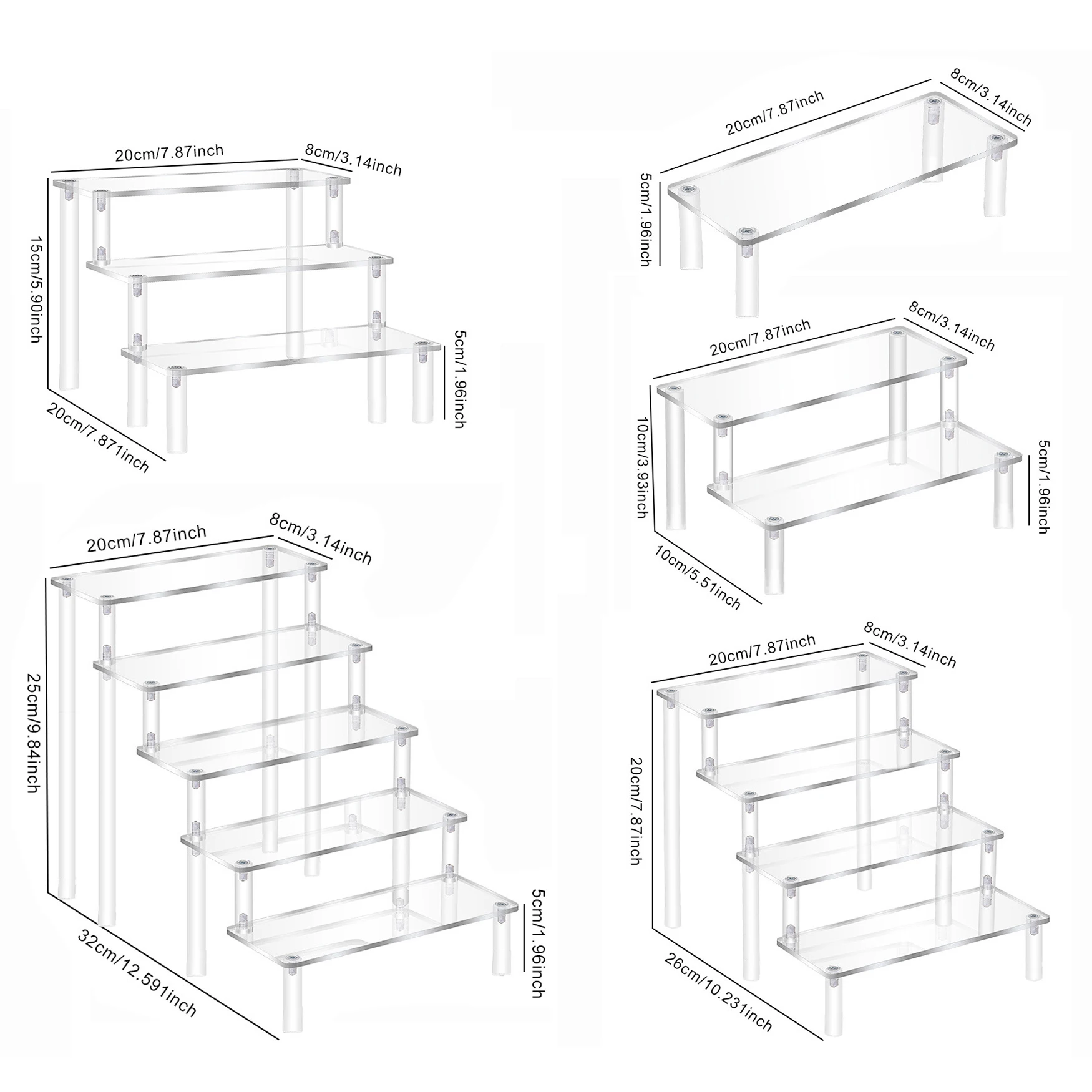 디스플레이용 아크릴 라이저 2-5 계층 아크릴 디스플레이 스탠드 향수, 피규어용 투명 컵케이크 스탠드 홀더 디저트 인형 선반