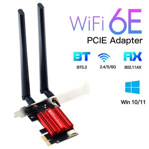 WiFi 6E AX210 무선 PCI-E 어댑터 트라이 밴드 2.4G/5G/6Ghz 호환 BT 5.3 PC Win 10/11 용 802.11AX 네트워크 Wi-Fi 카드
