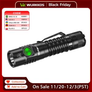 Wurkkos FC11C 니치아 519A 버크 회로 하이킹 18650 플래시라이트 최대 출력 1200 루멘 USB C 충전식 EDC 토치