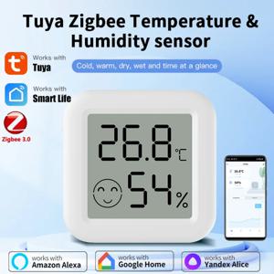 Tuya Zigbee 3.0 온도 습도 센서 Yandex Alexa와 스마트 홈 작업을 위한 스마트 라이프를 통한 APP 원격 제어 온도계