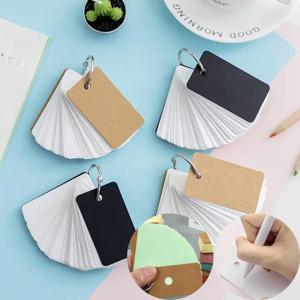 50 매 크래프트 종이 바인더 링이있는 빈 플래시 카드 나선형 메모장 어린이 미니 노트북 학습 카드 도서 카와이 편지지