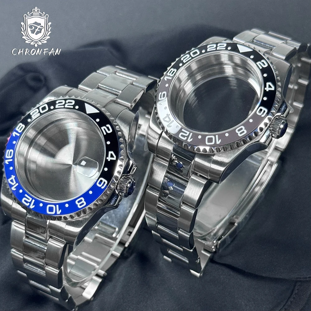 40mm 블랙 그레이 세라믹 베젤 다이브 시계 케이스 NH34 NH35 ETA2824 PT 무브먼트 사파이어 글라스 20ATM 방수