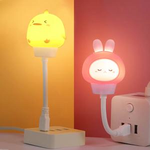 USB 밤 빛 LED 귀여운 만화 밤 램프 곰 병아리 새끼 고양이 아기 아이 침실 장식 머리맡 램프