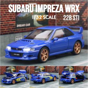 1/32 스바루 임프레자 WRX 22B STI JDM 장난감 자동차 모델 다이캐스트 금속 차량 미니어처 사운드 및 라이트 풀백 컬렉션 선물 키즈
