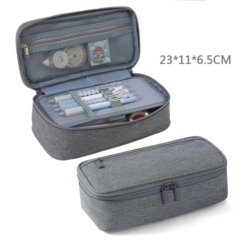 이중층 옥스포드 천 필기구 보관 펜 케이스 대용량 고급스러운 외관 펜 케이스 연필 상자