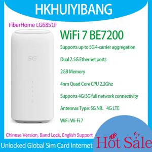 FiberHome 잠금 해제 5G CPE 프로 LG6851F BE7200 와이파이 7 라우터, NFC 듀얼 2.5G 랜 포트, 5G 4G LTE Cat19 Sim 무선 모뎀 밴드 잠금