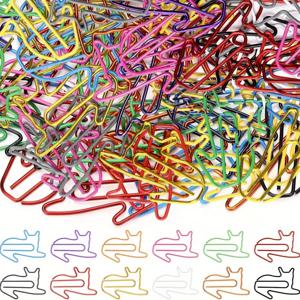 고양이 모양의 종이 클립 6 색 귀여운 동물 메모 책갈피 클립 크리 에이 티브 재미 사무 용품 다채로운 메모 홀더