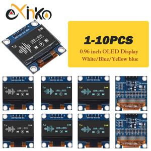 1-10pcs 0.96 인치 OLED 디스플레이 모듈 I2C IIC SPI 직렬 128X64 LCD 3.3-5V 4 핀 Arduino 용 흰색/파란색/노란색 파란색