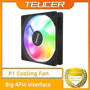 TEUCER P1 PC 팬 빅 4in 120mm 12V RGB 컬러 조명 효과 데스크탑 컴퓨터 라디에이터 케이스 냉각 팬