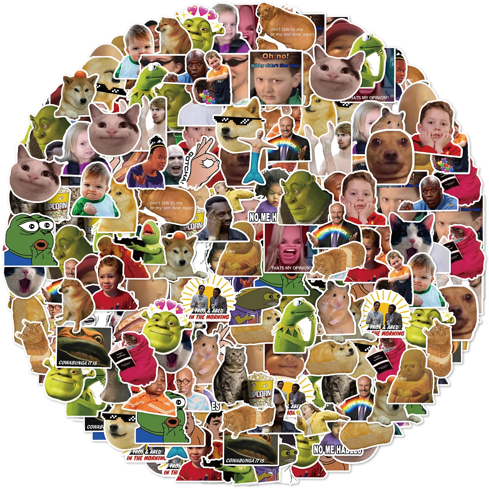 50PCS 재미 있은 Meme 낙서 스티커 자동차 오토바이 가구 수하물 스케이트 보드 Lable에 대 한 조각