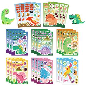 8/16PCS 크리 에이 티브 공룡 만화 콜라주 스티커 DIY 게임 스티커 동물 공예 노트북 스케이트 보드 스티커