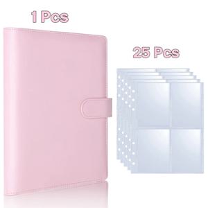 25pcs 페이지 (4 그리드) 사진 카드 A5-Binder Kpop 사진 앨범 아이돌 카드 루스 리프 수집 도서 바인더 바인더 포토 카드 홀더