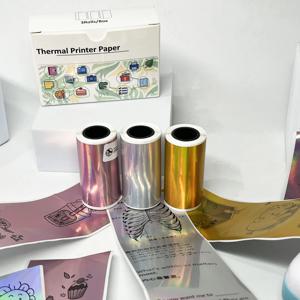 M02/T02/A6 프린터, 학습 노트, 사진 저널용 53mm 실버/퍼플/골드 홀로그램 열 스티커 용지