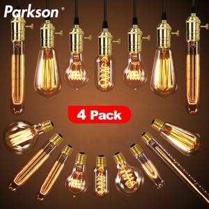 4 개/몫 레트로 에디슨 전구 E27 220V 40W ST64 G80 G95 T10 T45 T185 A19 A60 필라멘트 라이트 빈티지 앰플 에디슨 램프