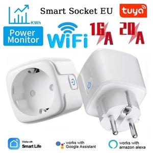 Tuya WiFi 스마트 플러그 16A/20A EU 스마트 소켓, 전력 모니터링 타이밍 기능 포함 Smart Life APP Alexa Google을 통한 음성 제어