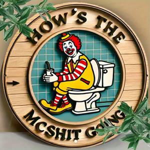 빈티지 광대 금속 간판 7.8인치 원형 알루미늄 벽 장식 - 유머러스한 욕실 장식 바 카페 해변 집 레트로-2D