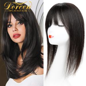 Doreen 13*13cm 25cm 35cm 40cm 토퍼 헤어 앞머리 얇은 머리 여성용 실제 인간 헤어 토퍼 더블 헤어 씨실이있는 실크베이스