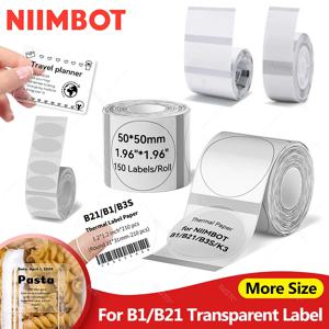 Niimbot B1 B21 미니 휴대용 열 라벨 메이커 프린터 용 투명 자체 접착 라벨 용지 투명 원형 스티커