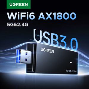 UGREEN WiFi 어댑터 WiFi6 AX1800 USB3.0 5G 및 2.4G 듀얼 밴드 USB WiFi PC 노트북 Wifi 안테나 USB 이더넷 수신기 네트워크 카드