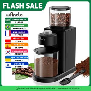 커피 그라인더 자동 전기 원추형 그라인더 (파우더 블로어 포함) 에스프레소 프렌치 프레스 2-12 컵 용 25 정밀 연삭