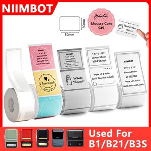 Niimbot 1Roll 열 라벨 흰색/컬러/투명/케이블 스티커 접착제 B1 B21 휴대용 열전 사 프린터 용 오일 방지 UV 용지