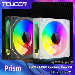 TEUCER Prism 4 PRO 3PCS PC 케이스 팬 120mm ARGB 순환 미러 조명 효과 PWM 800-2000RPM CPU 쿨러 환기 장치