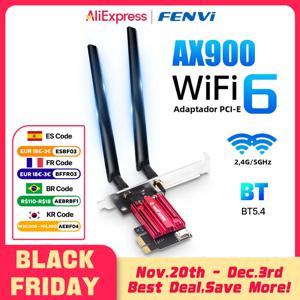 Fenvi AX900 WiFi 6 PCI-E 무선 어댑터 블루투스 5.4 듀얼 밴드 2.4G/5GHz 900Mbps WiFi6 네트워크 카드 (데스크탑 PC용, 윈도우 10/11 지원)