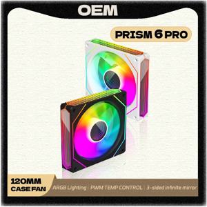 OEM 프리즘 6 프로 PC 팬 120mm 5V 3핀 ARGB 4핀 PWM 쿨링 팬 12V 대용량 컴퓨터 케이스 팬