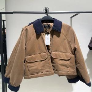 2025년 봄 신상 여성용 왁스 가죽 칼라 재킷 아메리칸 스타일 배색 칼라 오럴 폴리에스터 섬유 긴팔 지퍼