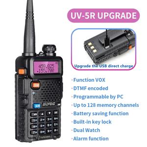 1PC Baofeng 고품질 UV-5R 휴대용 핸드 헬드 워키 토키 128 채널 3-5KM 장거리 FM 라디오 통신 USB